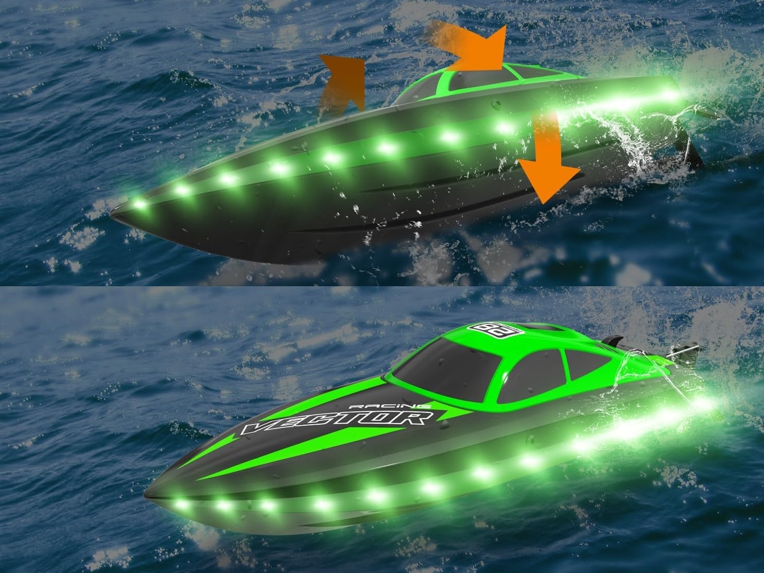 Brushed Rennboot Vector Lumen LED - RTR-Set - Volantex – Bild 3