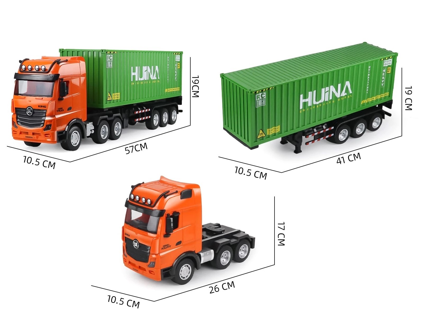 RC LKW / Lastwagen mit Container Auflieger 1:18 - Huina 1317 – Bild 4