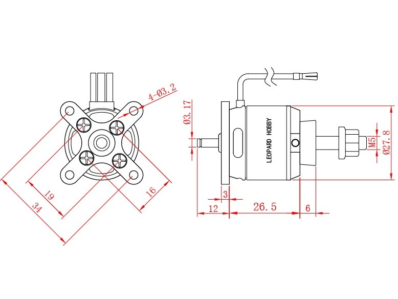 Leopard Brushless Outrunner Motor LC2830-9T KV1290 – Bild 4