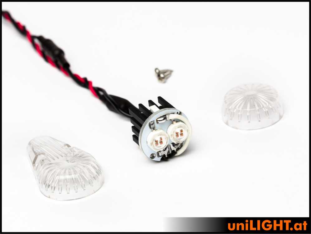 uniLIGHT 24mm ROUND Doppelblitzlicht, 2x8Wx2, T-Fuse - weiss