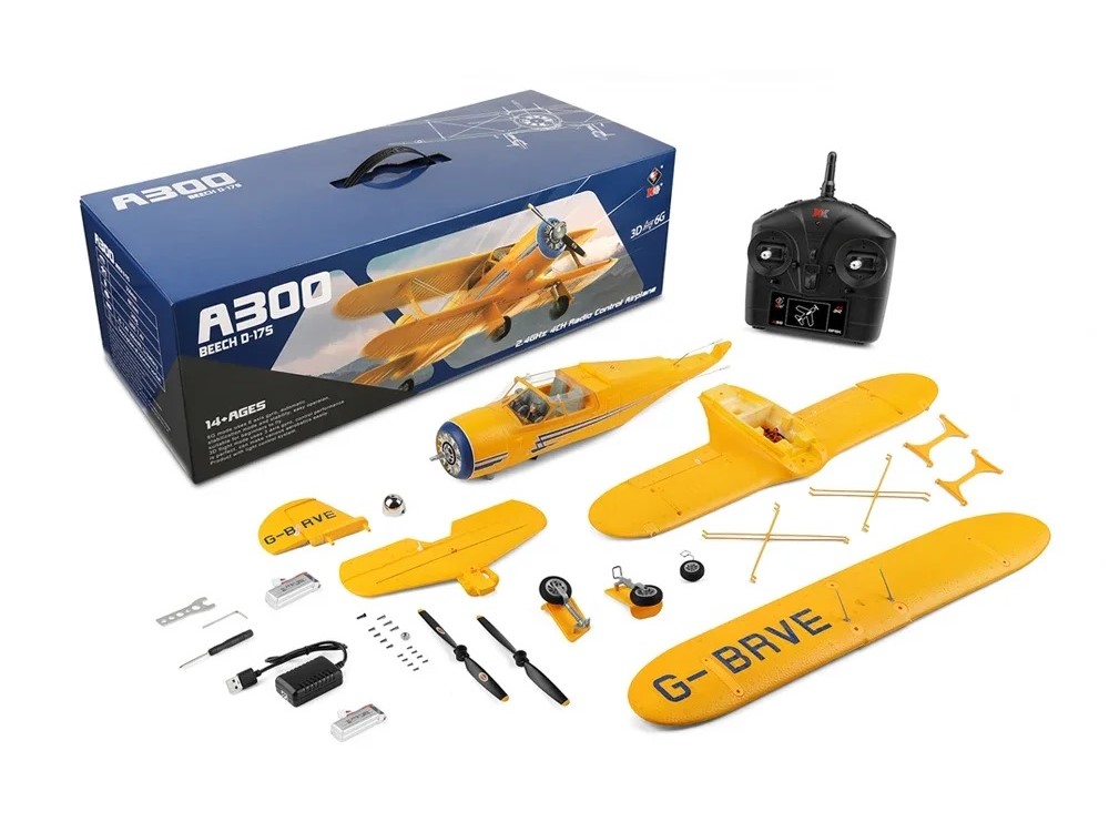 Beech D17S - A300 - gelb, Spw 550mm, RTF Komplett Set mit Gyro WLToys – Bild 3
