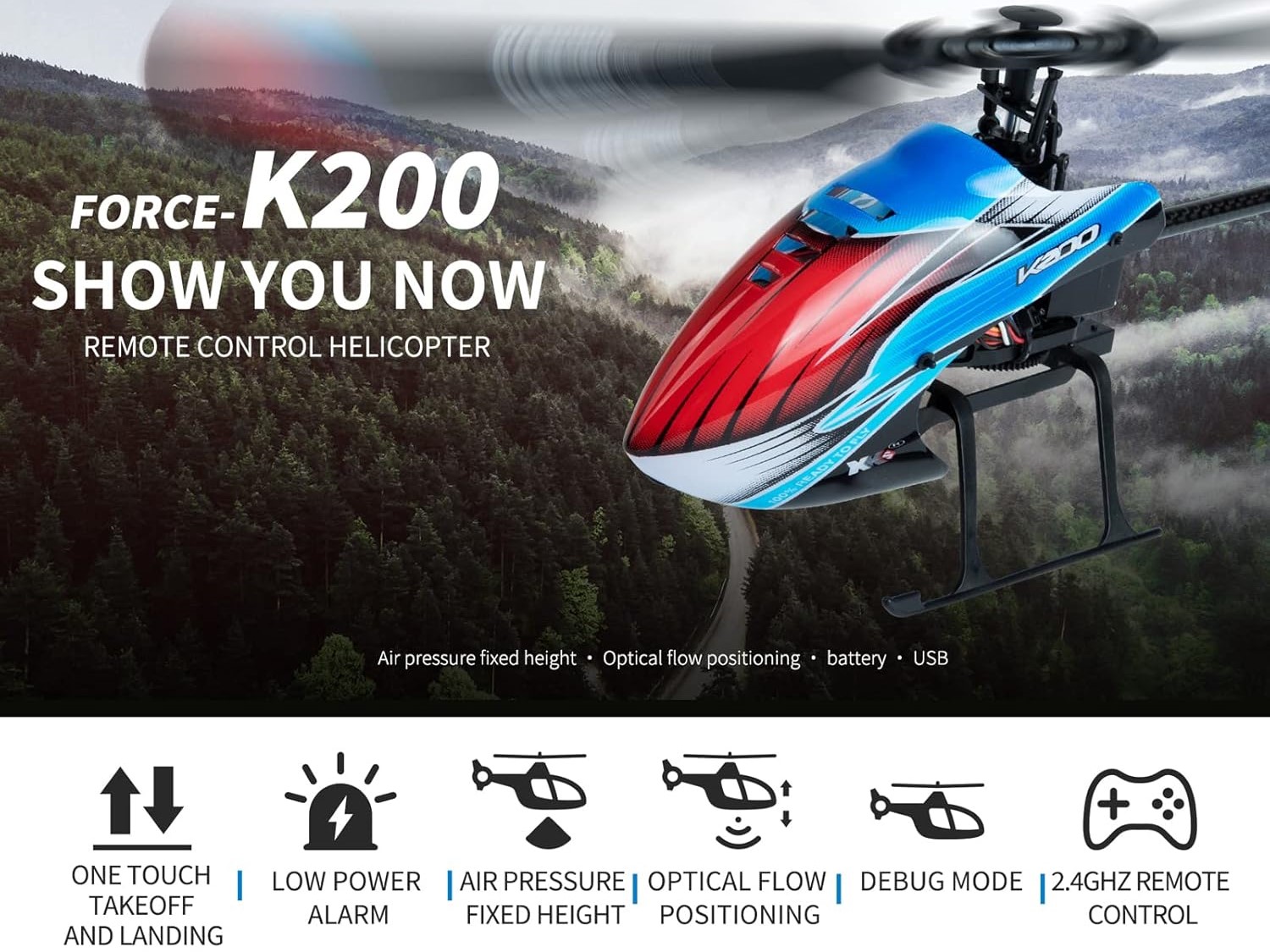 4-Kanal Flybarless Helikopter Force K200 mit 6-Achs Gyro - RTF WLToys – Bild 3