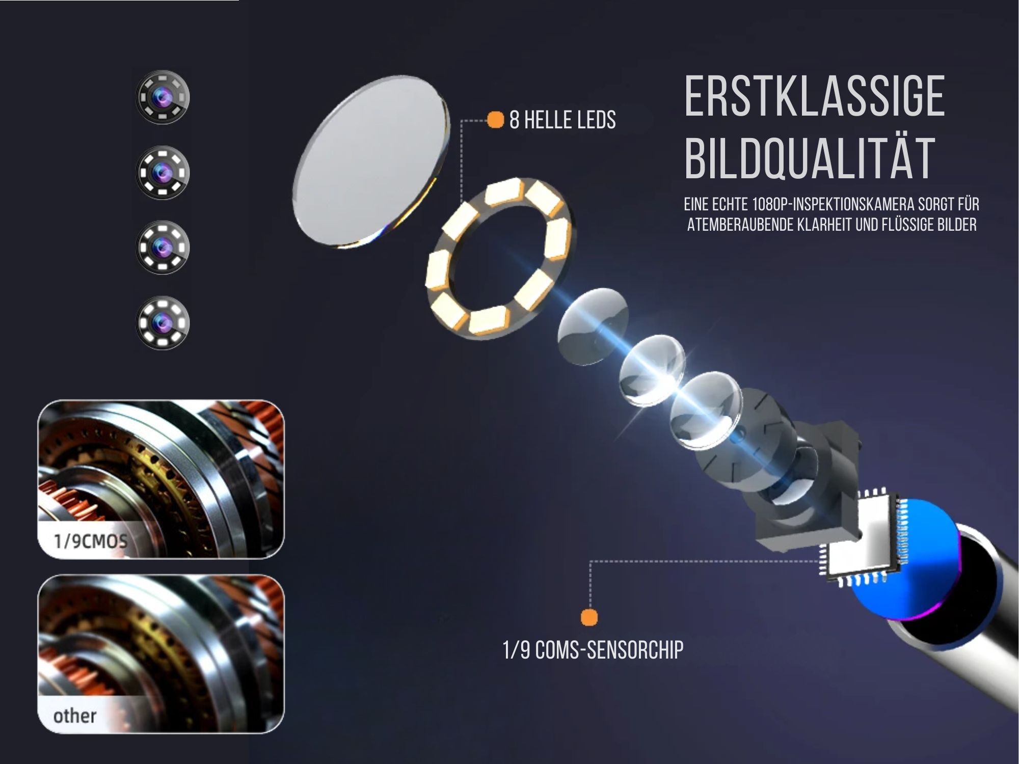 360° Gelenk-Endoskop - 8.5mm Inspektionskamera - Android und iOS kompatibel – Bild 5