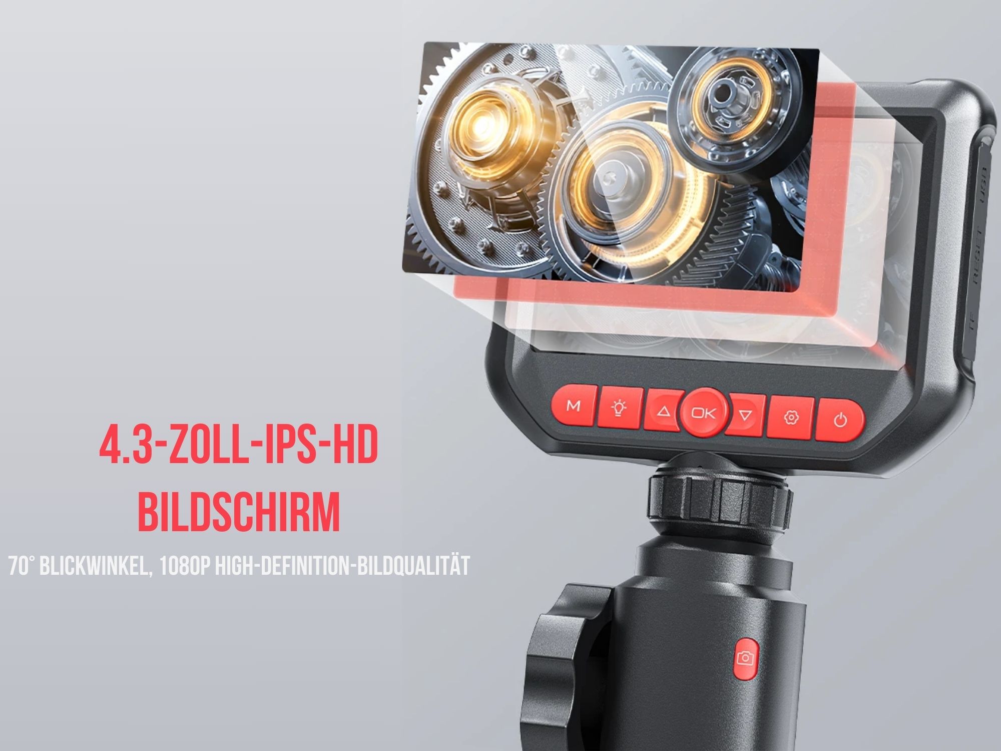 360° Gelenk-Endoskop - 8 mm Inspektionskamera mit integriertem 4.3'' HD Display – Bild 3