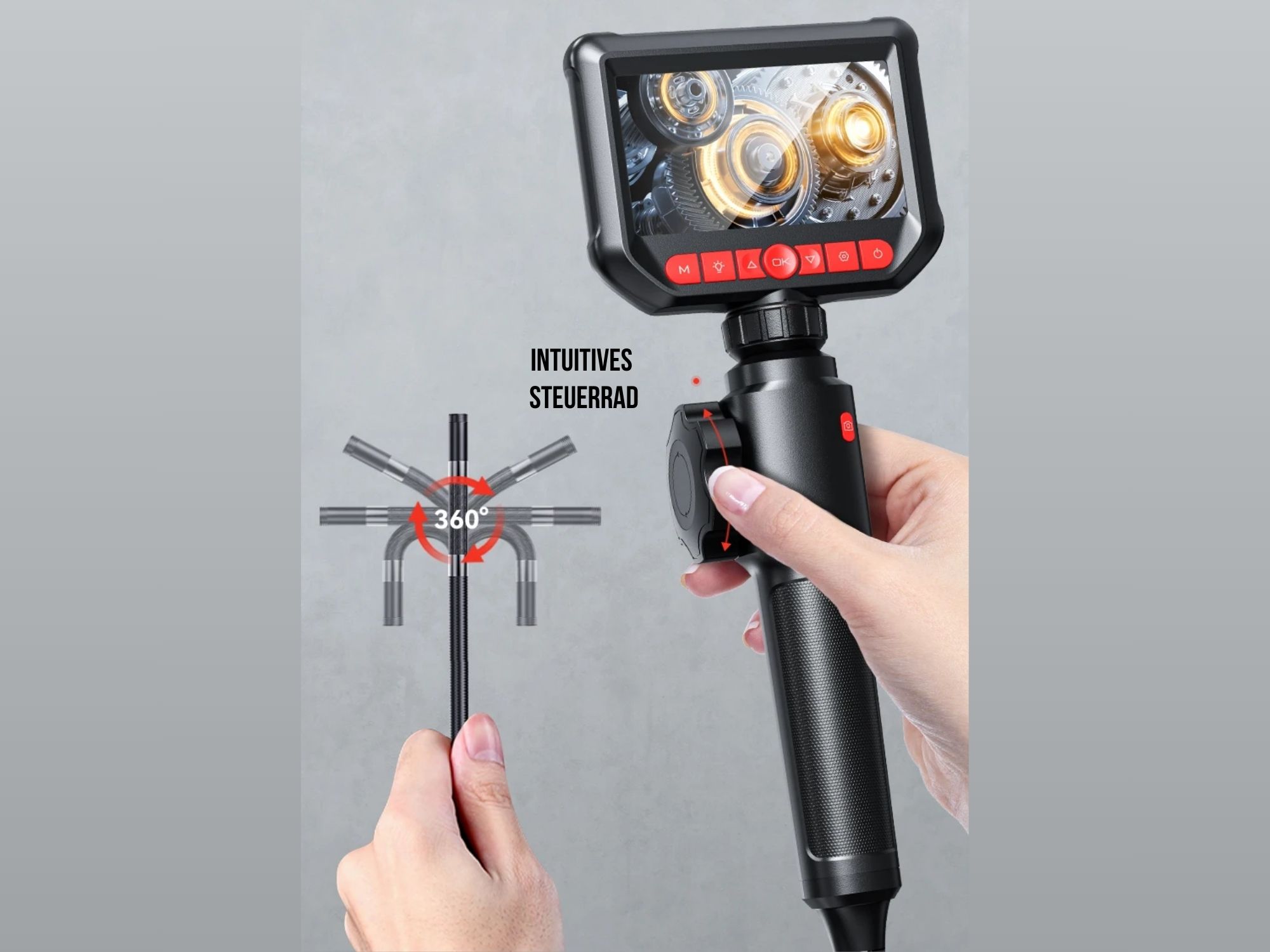 360° Gelenk-Endoskop - 8 mm Inspektionskamera mit integriertem 4.3'' HD Display – Bild 5