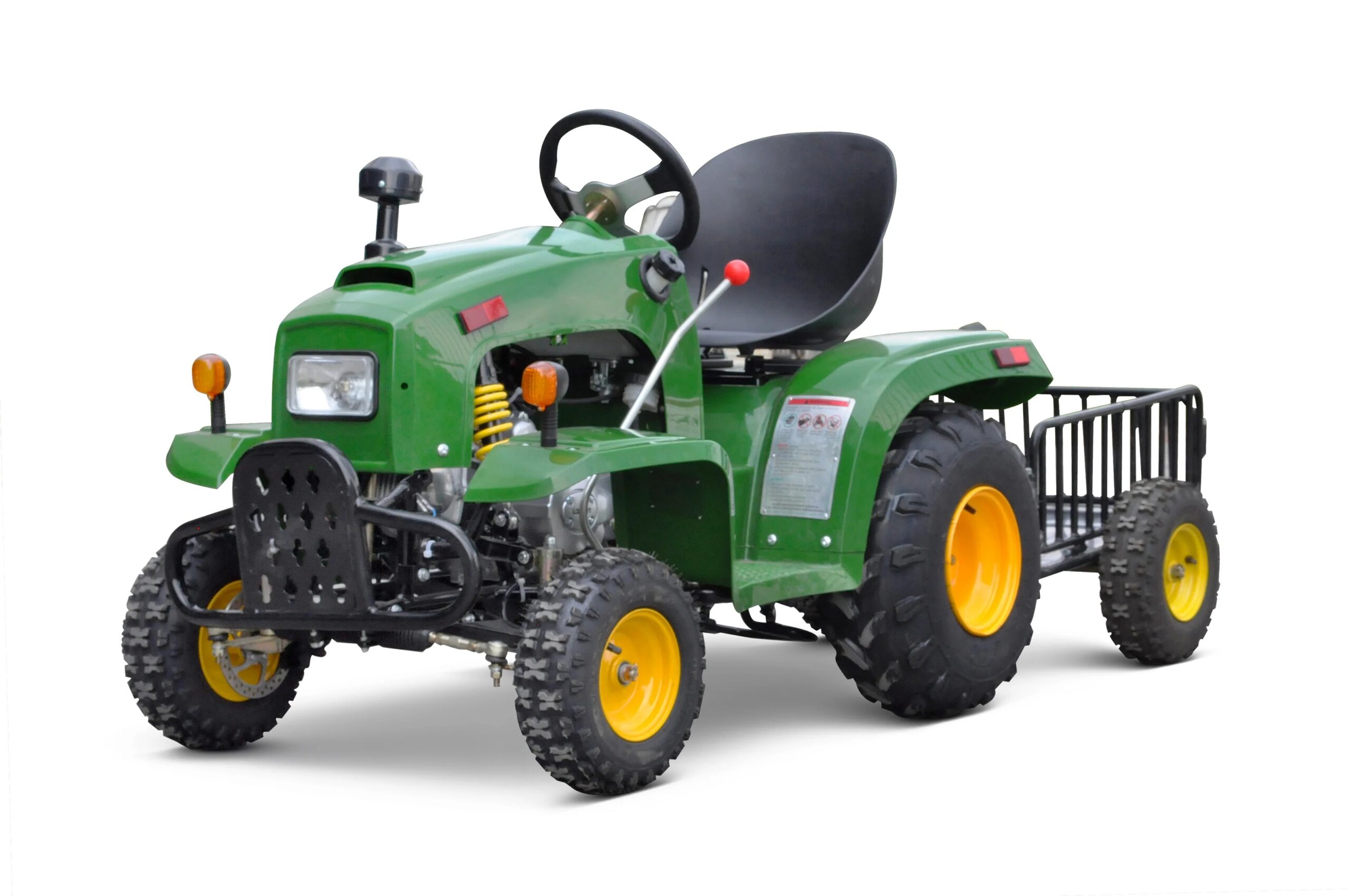 Mini-Traktor grün mit 110ccm 4-Taktmotor mit 4-Ganggetriebe und Anhänger – Bild 3