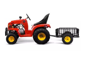 Betriebsbereit Mini-Traktor rot mit 110ccm 4-Taktmotor, 4-Ganggetriebe - mit Anhänger