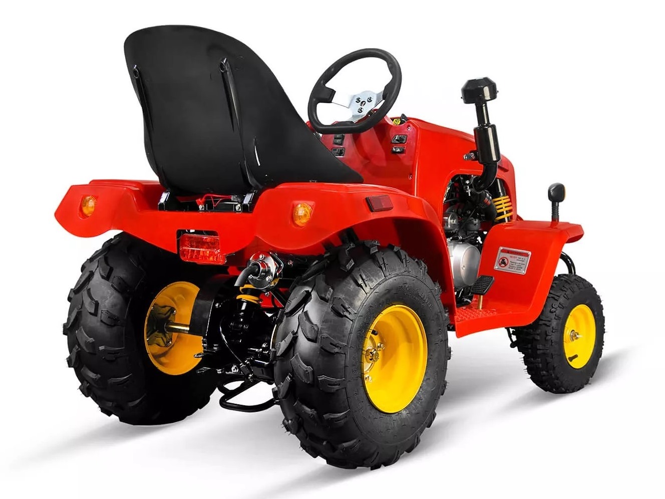 Mini-Traktor rot mit 110ccm 4-Taktmotor mit 4-Ganggetriebe und Anhänger – Bild 5