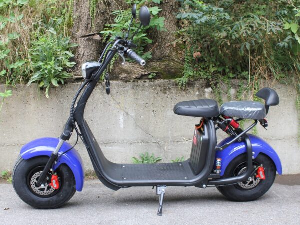 Betriebsbereit Citycoco Elektro Trotti FAT-BOY 500 Watt -25km/h 2-Plätzer blau – Bild 2