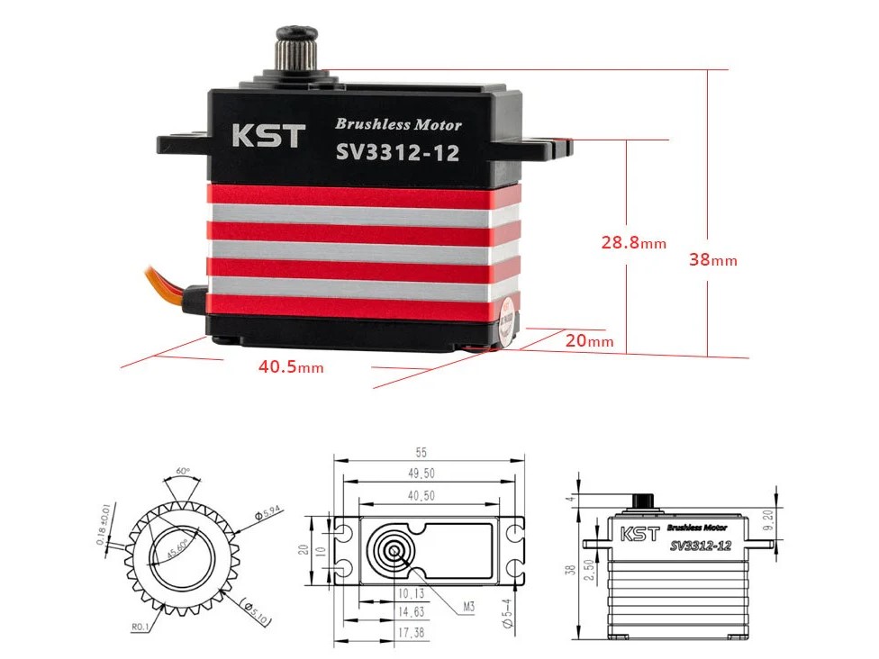 KST SV3312-12 - 12 Volt Servo - 38kg Stellkraft / 0.1 Sek – Bild 5