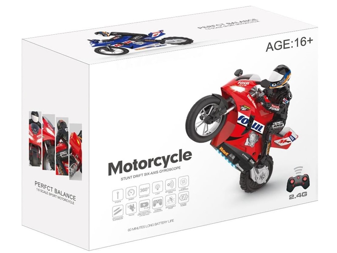 RC Motorrad Stunt Bike BLAU 1:6 RTR mit Akku und Fernbedienung – Bild 5