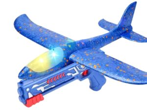 LED Wurfgleiter - Segler - 34cm mit Katapult - in blau