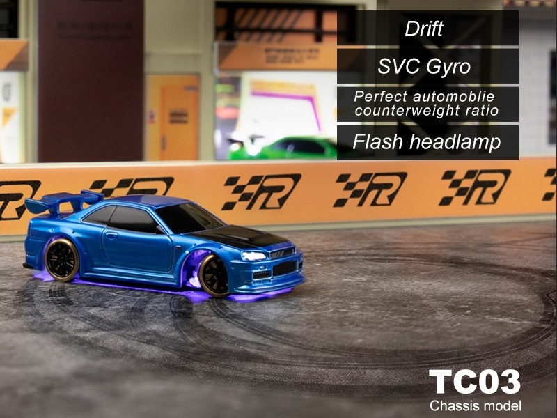 Mini Turbo Racing C64 blau RC Drift Car - RTR Komplett Set mit Gyro - 1:76 – Bild 2