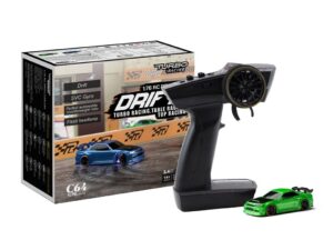 Mini Turbo Racing C64 grün RC Drift Car - RTR Komplett Set mit Gyro - 1:76