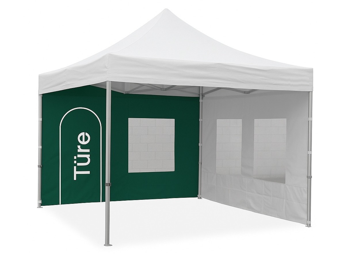 Seitenwand PRO / DELUXE 3m grün mit Fenster und Türe