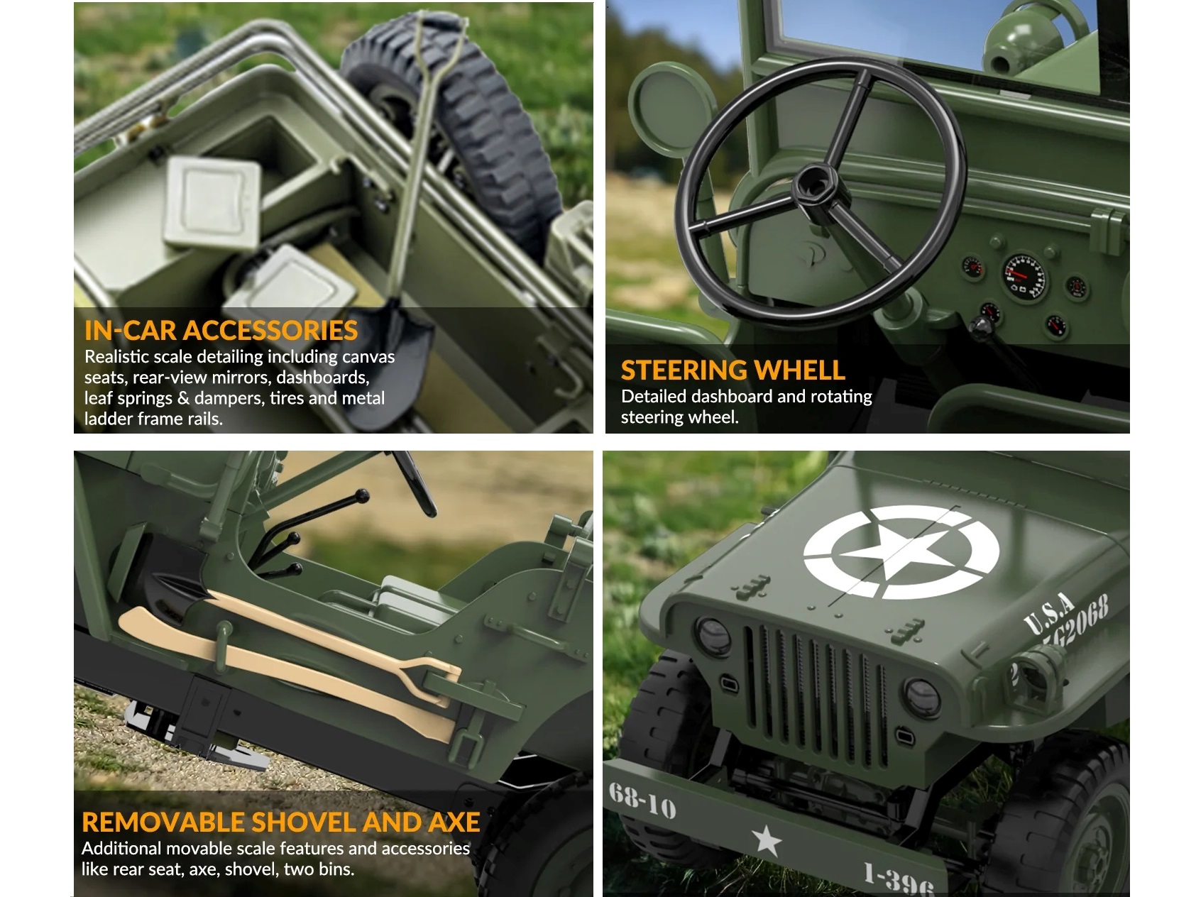 Crawler - 1941 MB Scaler Willys Jeep 1:10 - RTR-Set - 2.4Ghz Volantex – Bild 5