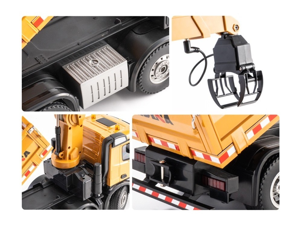 RC LKW / Truck - Lastwagen 4-Achs Kipper mit Kran 1:14 - Huina 1538 – Bild 5