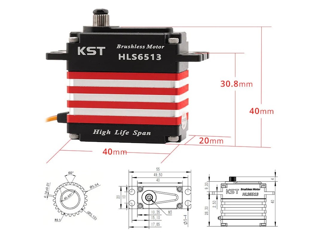KST Servo HLS6513, Brushless HV - 20mm - 70kg Stellkraft – Bild 5
