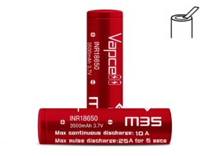 Vapcell Li-Ion Akku 18650 M35 3.7V 3500mAh 10A / 25A - Lötfahne - 2 Stück