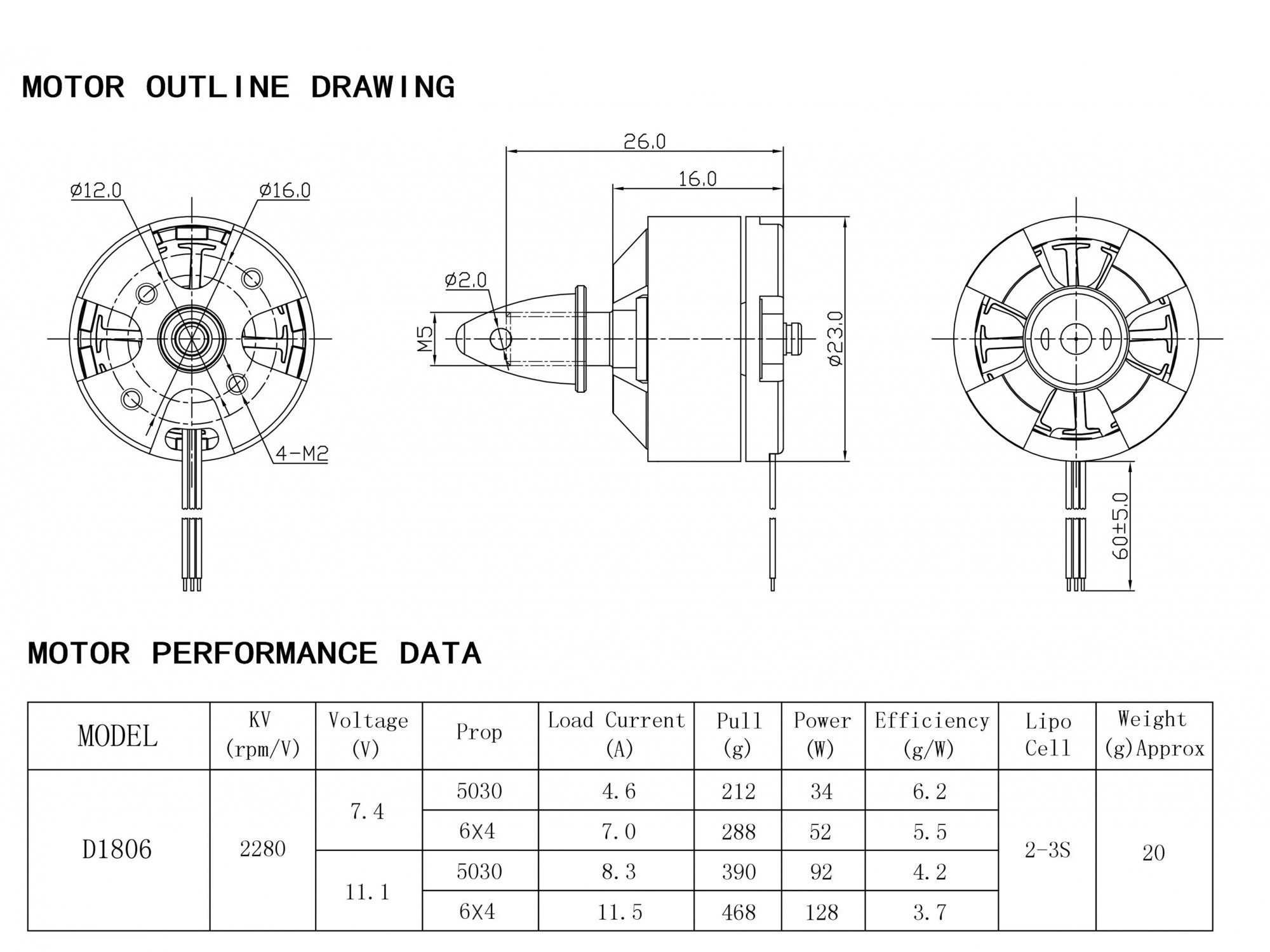 Brushless Outrunner Motor DXW D1806 - 2400KV - RC-Factory – Bild 2