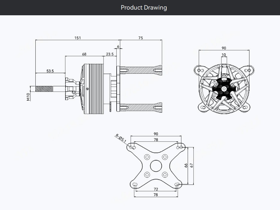 T-Motor AM850 - 195KV - Brushless Motor zu 84 - 89 Zoll Modellen – Bild 6