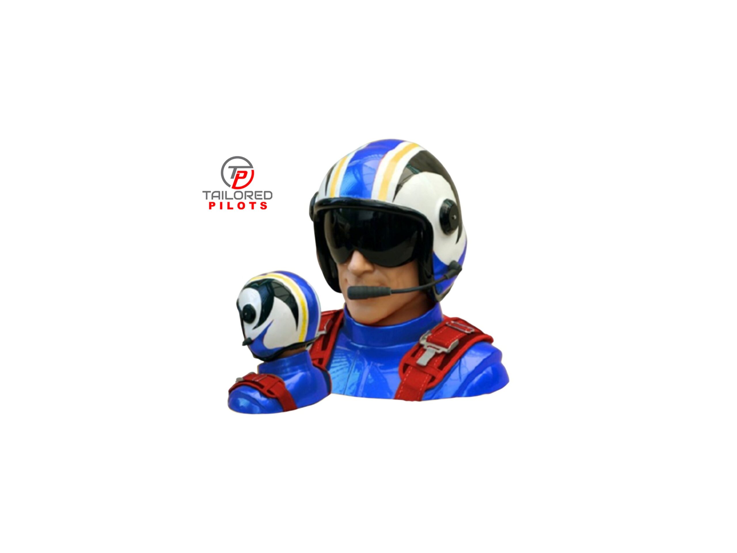 Pilotenfigur Akro GFK in blau mit roten Gurten von Tailored Pilots