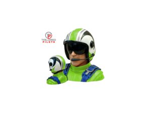Pilotenfigur Akro GFK in grün mit blauen Gurten von Tailored Pilots