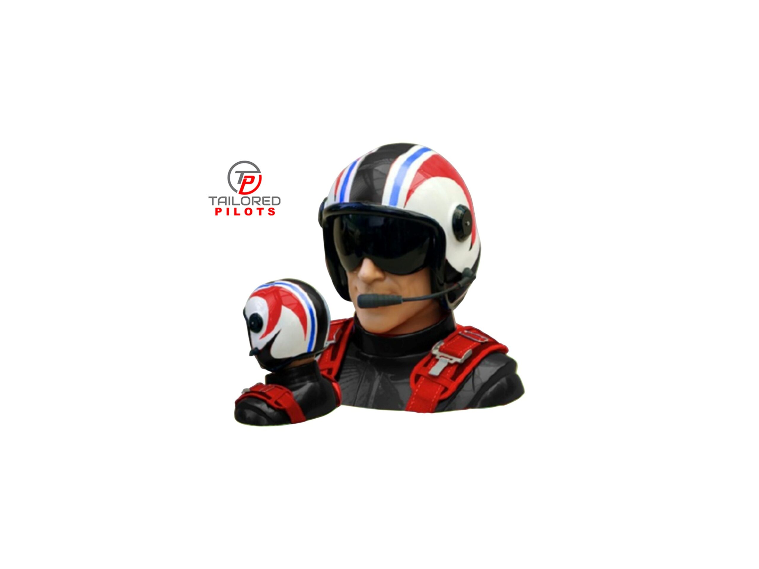 Pilotenfigur Akro GFK in schwarz mit roten Gurten von Tailored Pilots