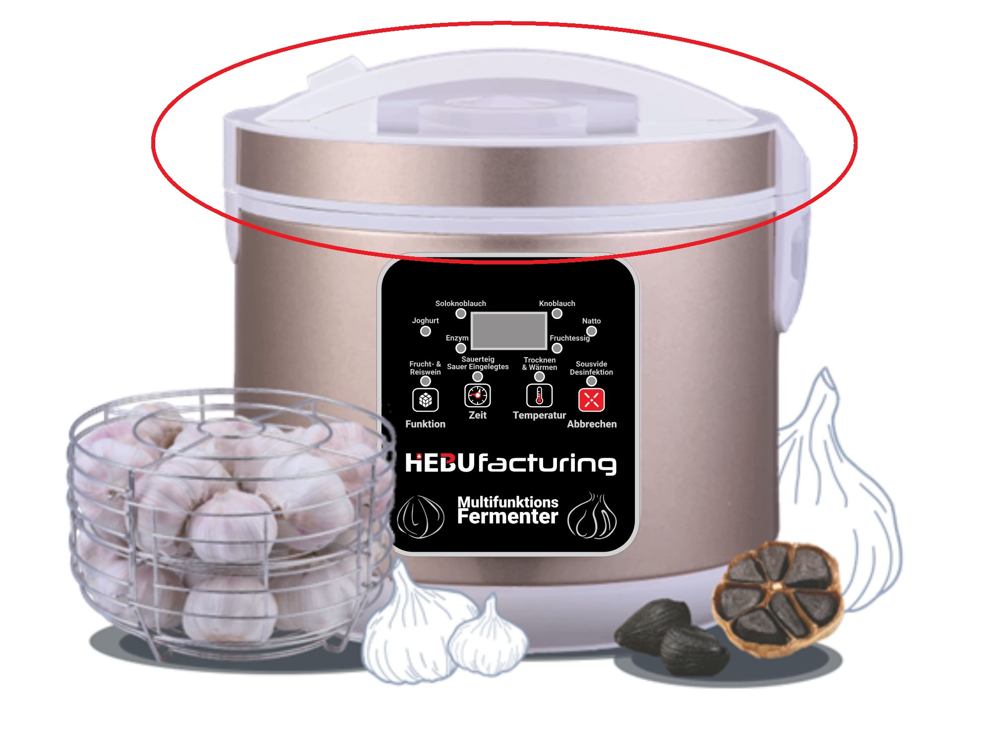 Ersatzteil Deckel zu Automatik Fermenter Schwarzer Knoblauch Black Garlic 6L
