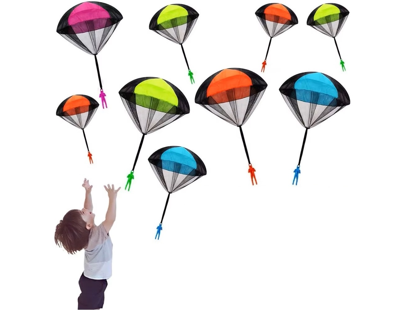 Fallschirm 40cm Durchmesser mit Fallschirmspringer 3 Stück – Bild 3