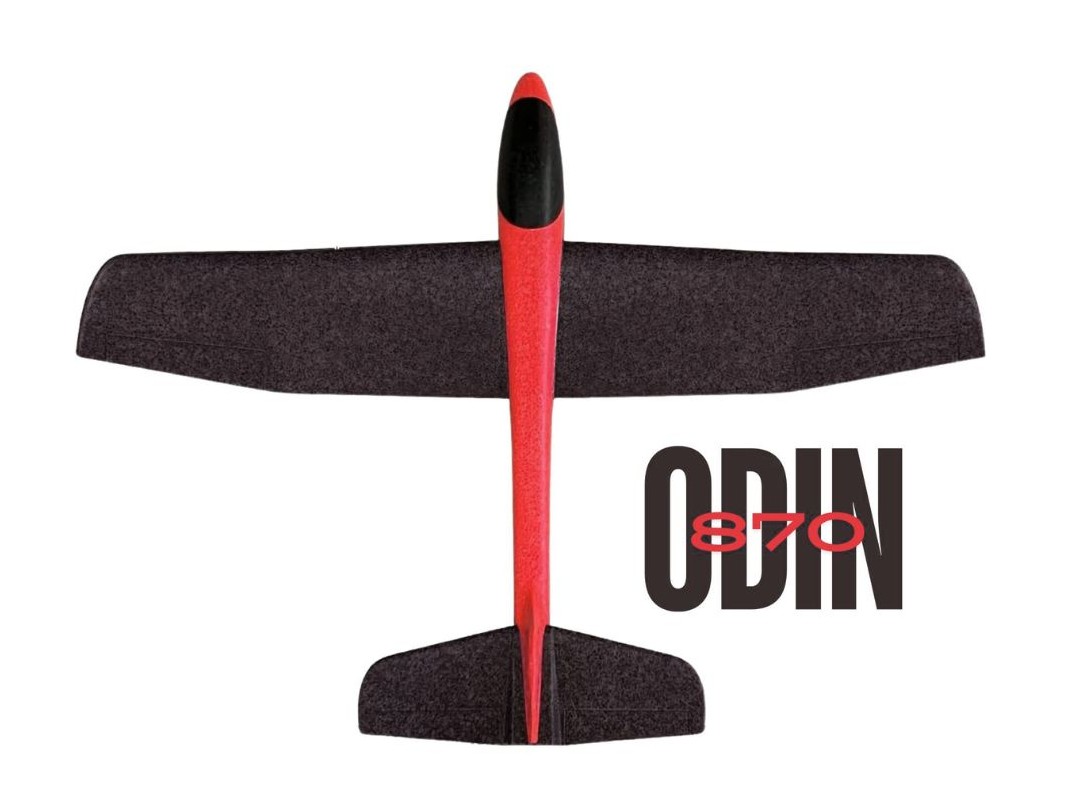 Wurfgleiter / Segler ODIN ROT / SCHWARZ 870 - Spw 870mm aus EPP