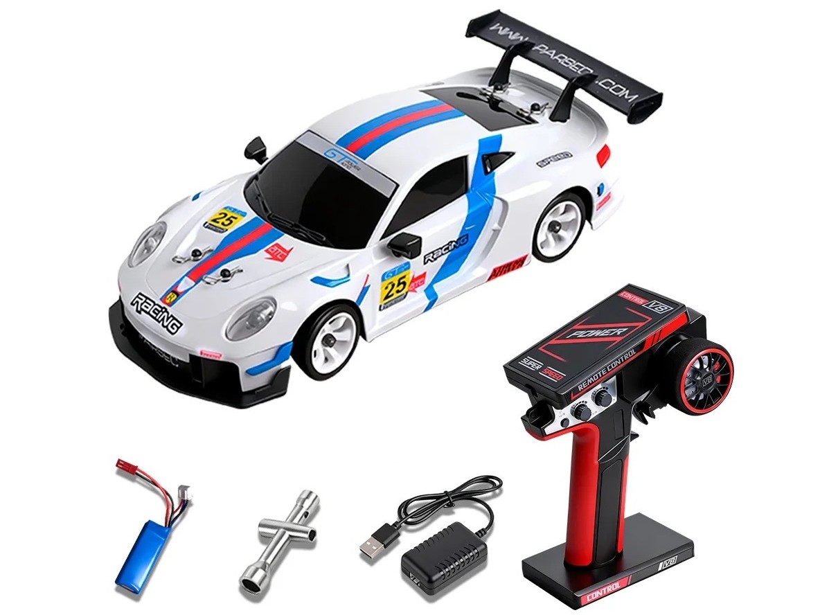RC Drift Car weiss 4WD - 1:28 - 30km/h RTR-Set mit Gyro WLToys – Bild 2