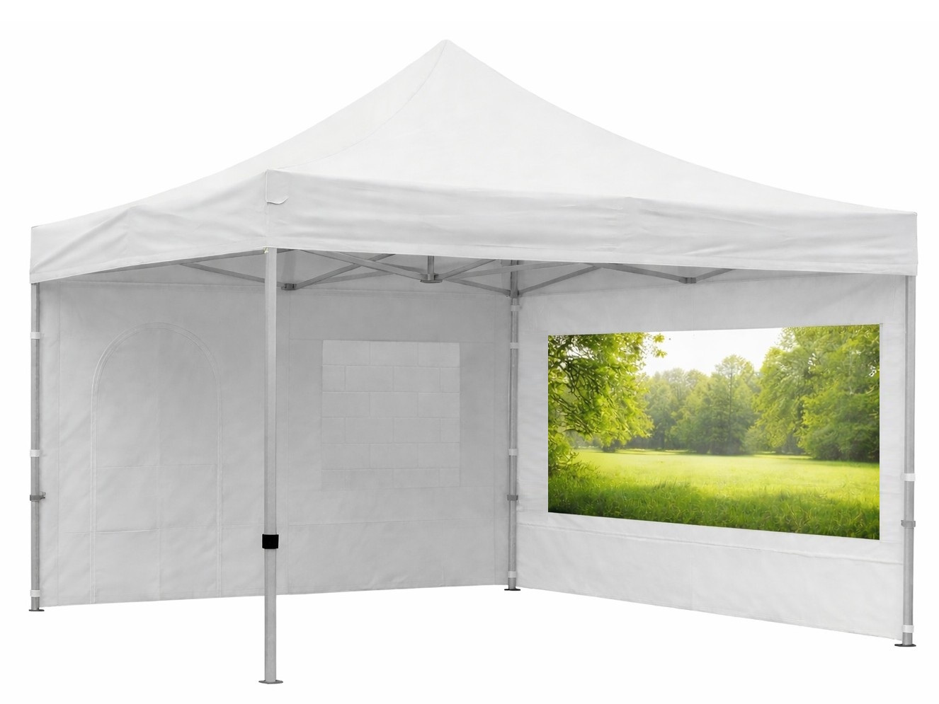 Seitenwand DELUXE 4m mit Panoramafenster - weiss