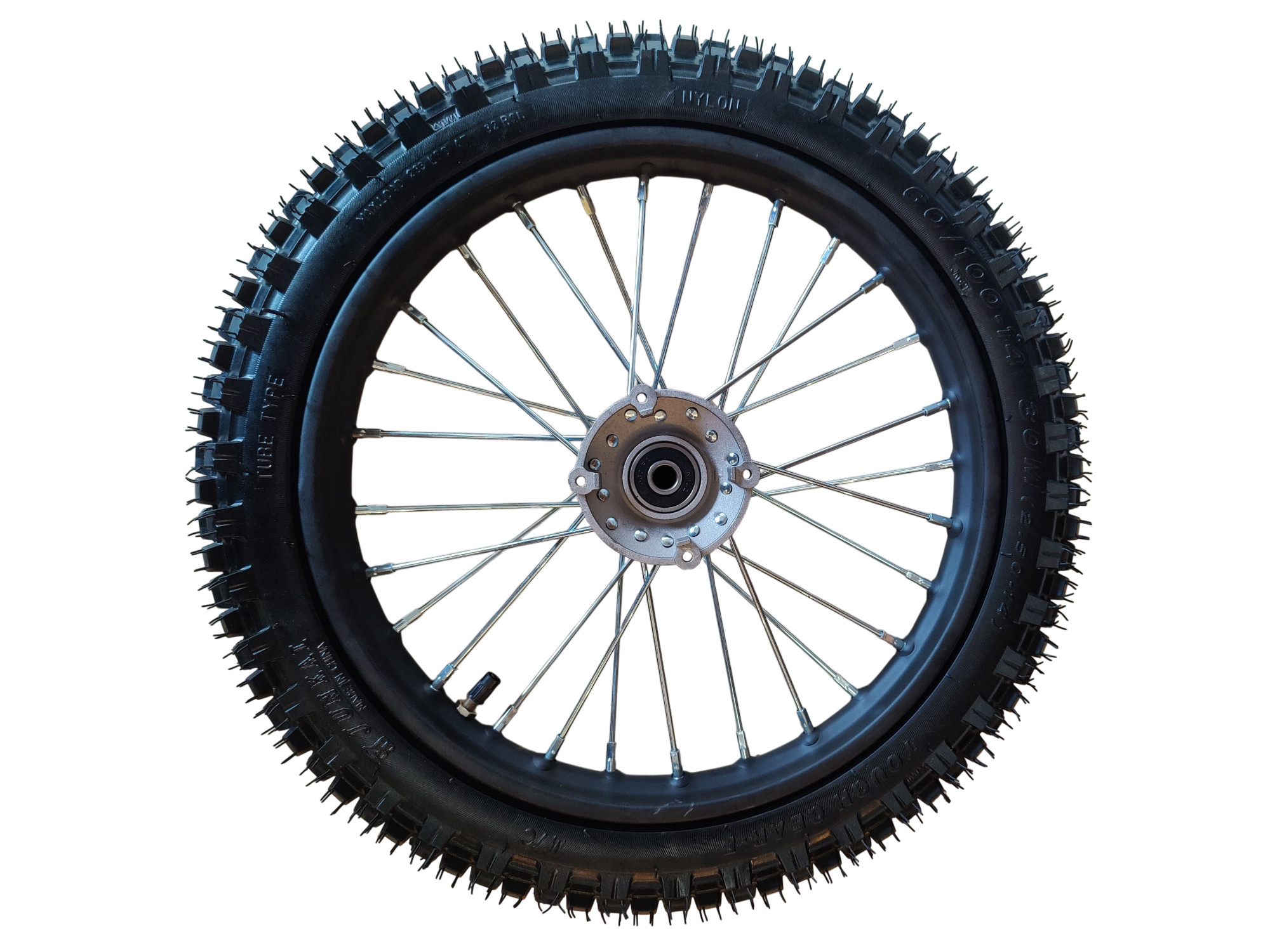 Rad mit Reifen vorne, komplett zu Cross - Dirt Bike 2.50-14 - 60/100-14 – Bild 2