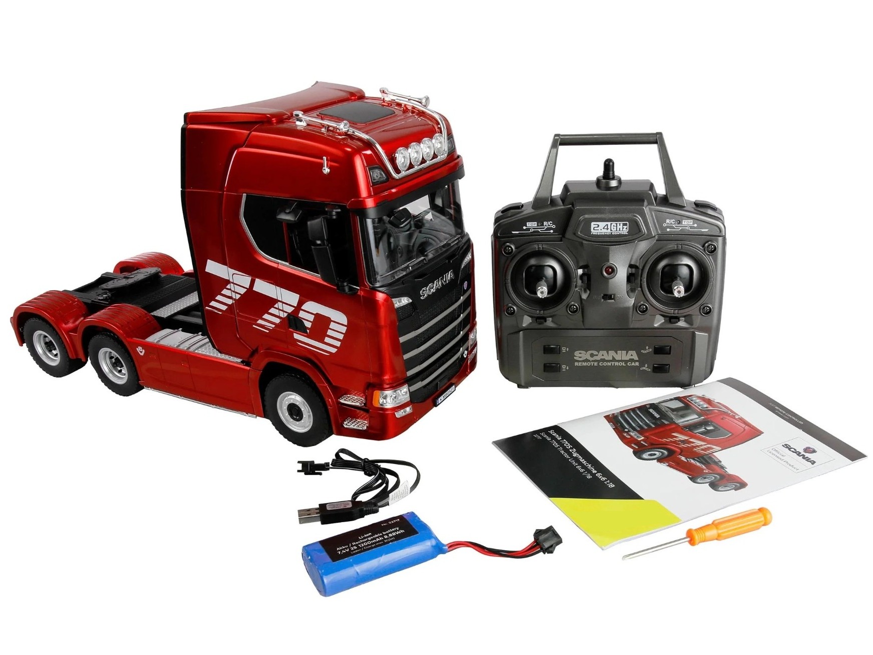 RC LKW Lastwagen Scania 770S V8 - rot - mit Auflieger 1:18 - Huina 1501 – Bild 3