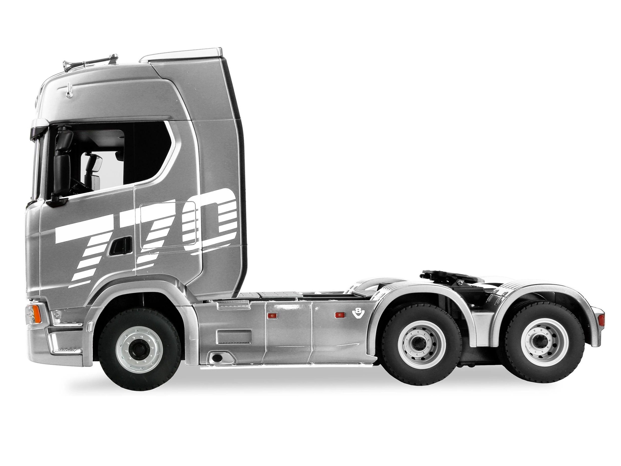 RC LKW Lastwagen Scania 770S V8 - silber - mit Auflieger 1:18 - Huina 1501 – Bild 4