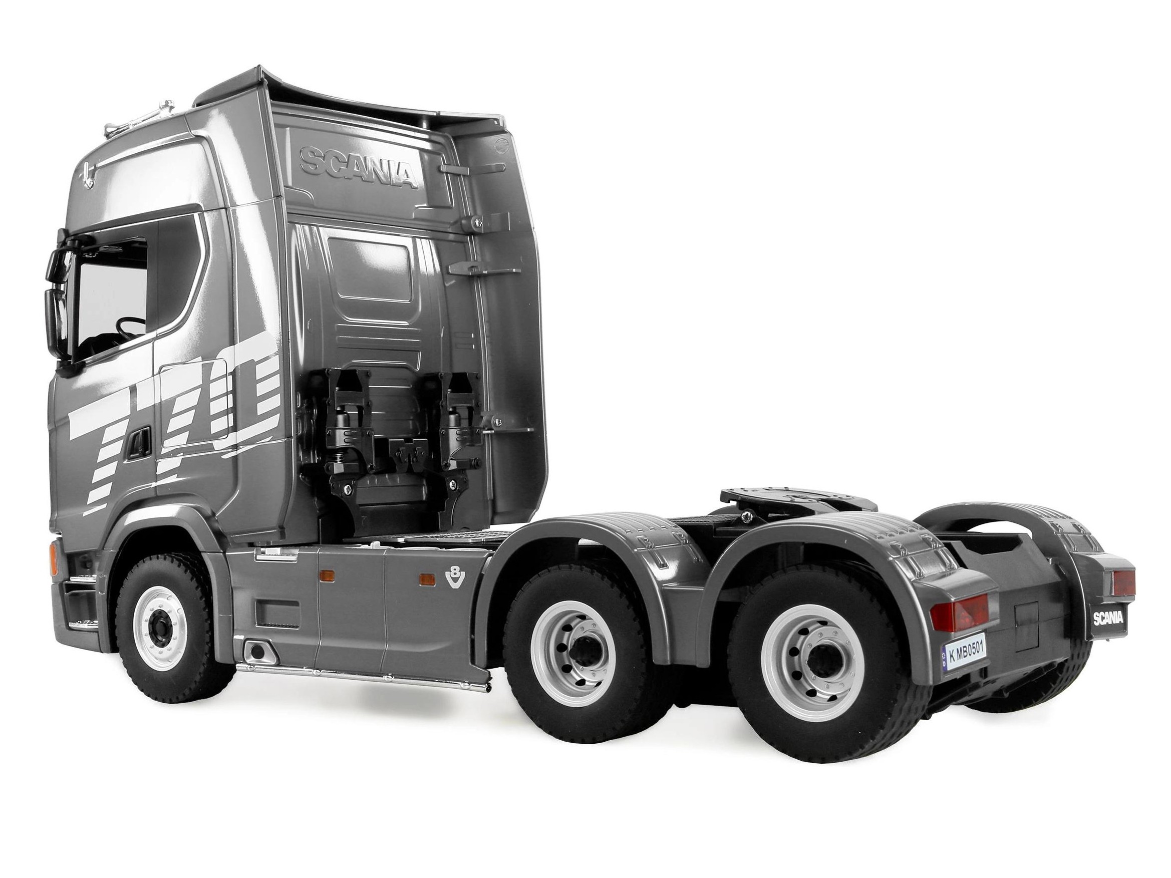 RC LKW Lastwagen Scania 770S V8 - silber - mit Auflieger 1:18 - Huina 1501 – Bild 6