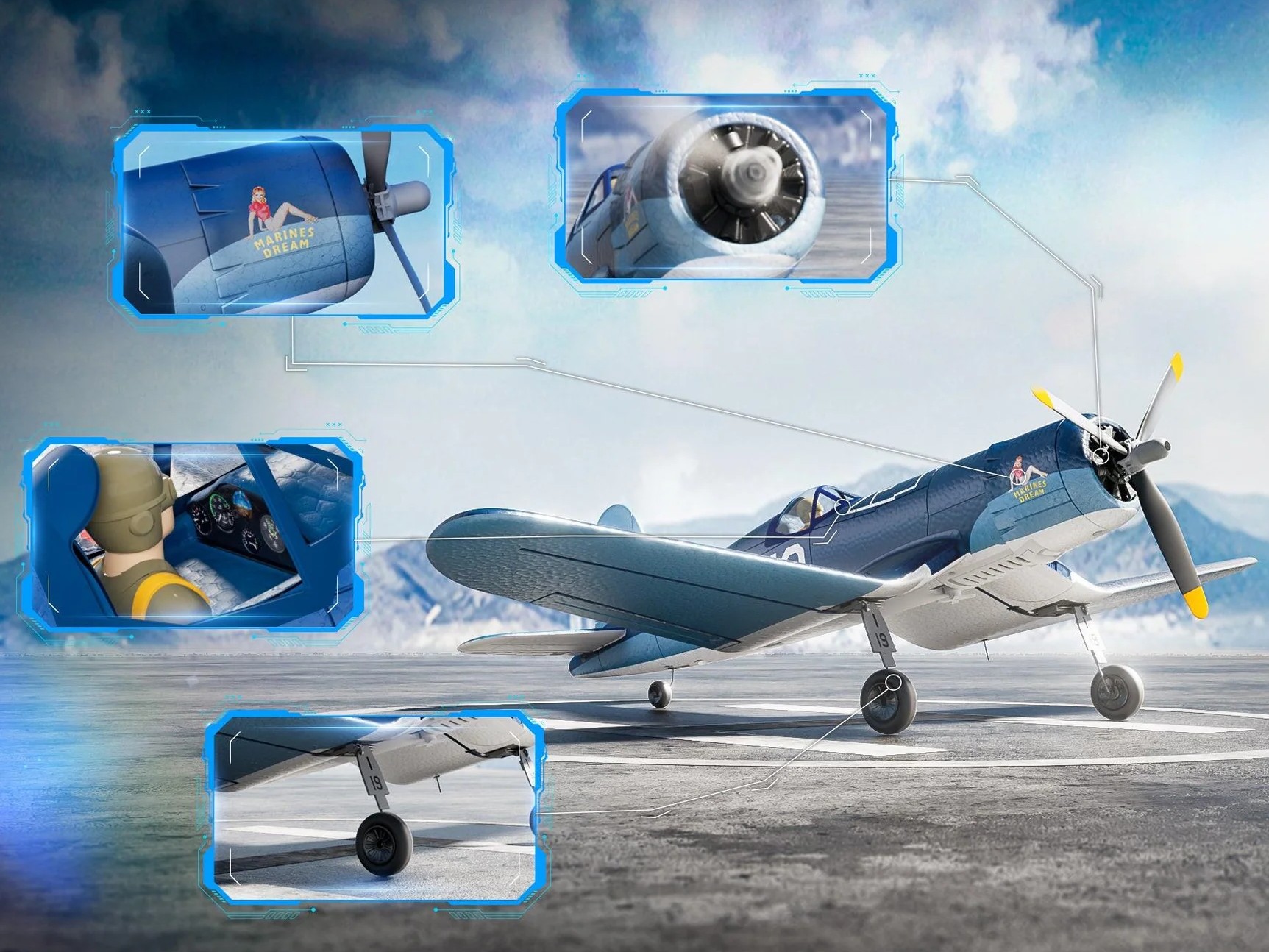 Corsair F4U, Spw 500mm, RTF Komplett Set von Volantex - EXA76803 – Bild 5
