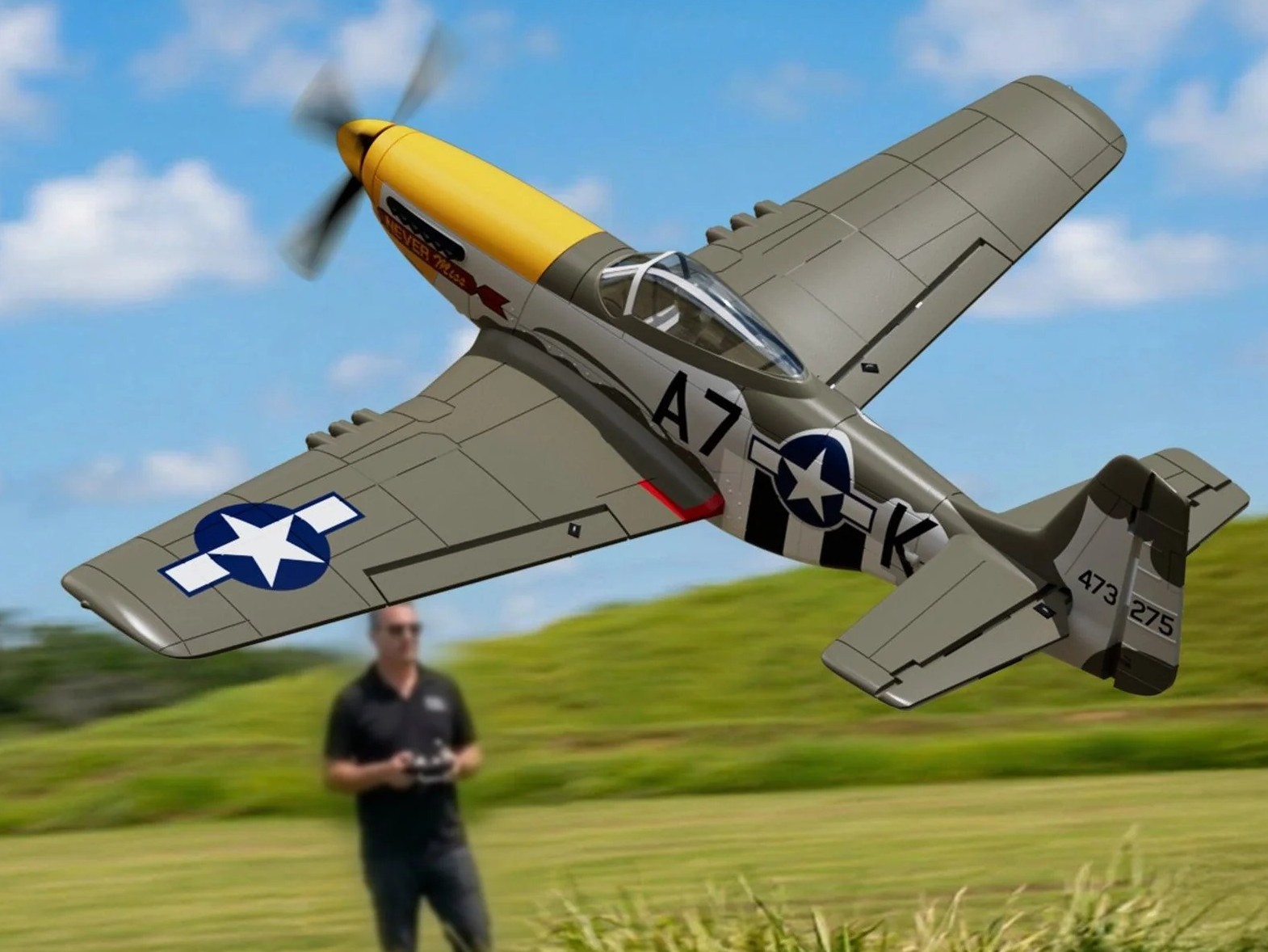 Mustang P-51D, Spw 500mm, RTF Komplett Set von Volantex - EXA76802 – Bild 2