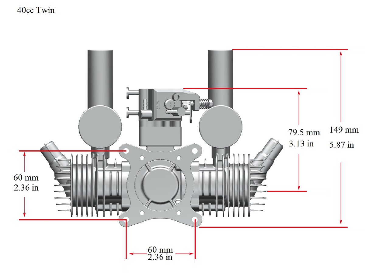 Stinger 40cc Twin 2-Zylinder Boxer Benzinmotor – Bild 5