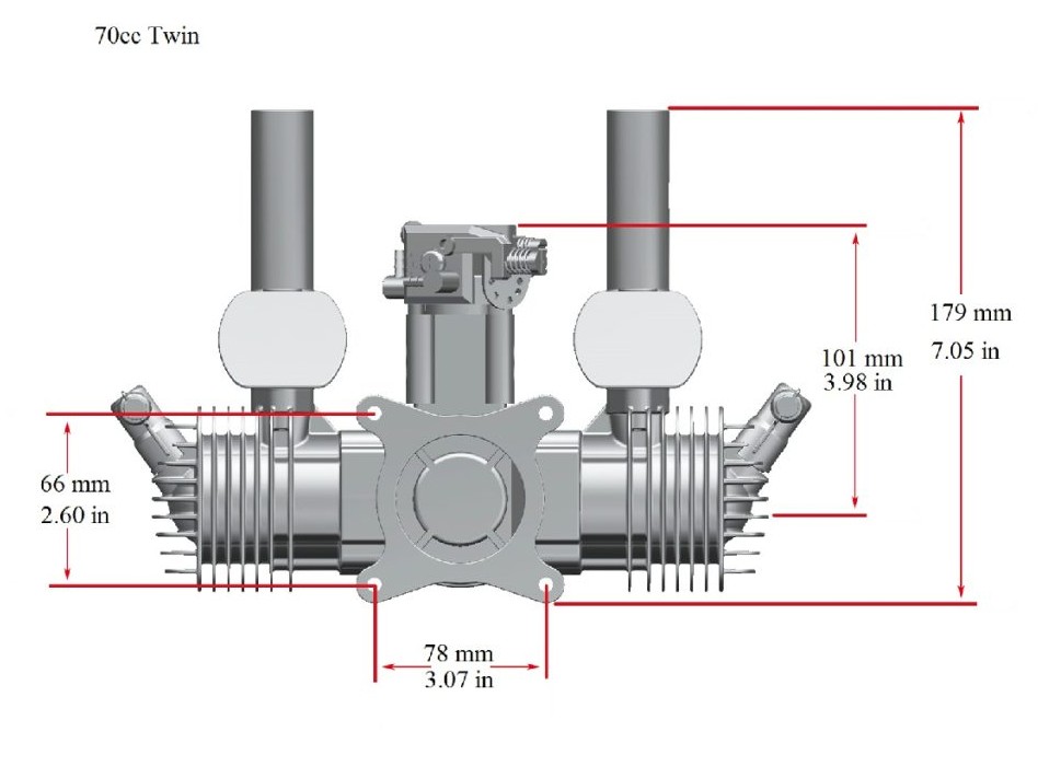 Stinger 70cc Twin 2-Zylinder Boxer Benzinmotor – Bild 4