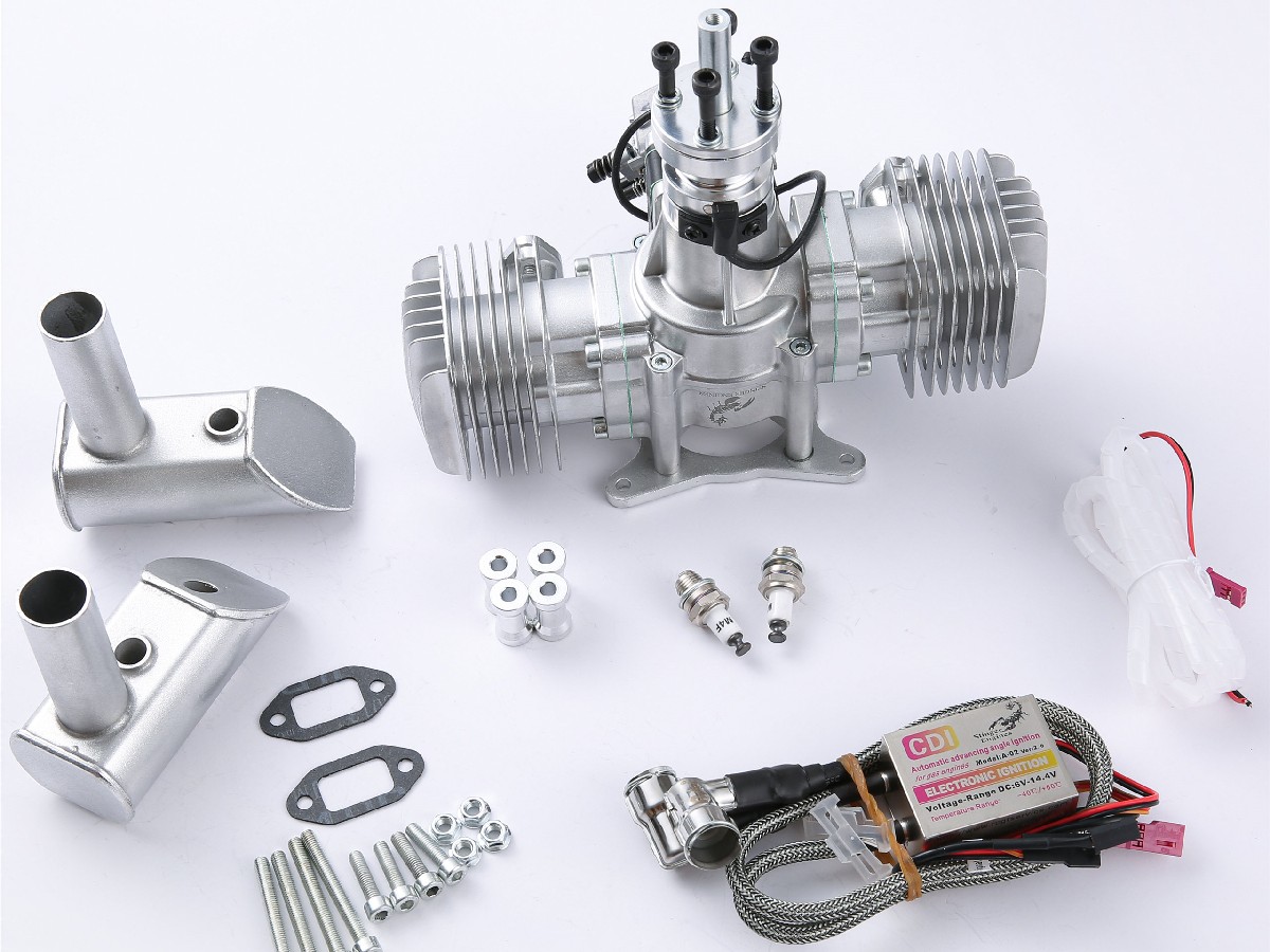 Stinger 70cc Twin 2-Zylinder Boxer Benzinmotor mit Elektrostarter – Bild 4