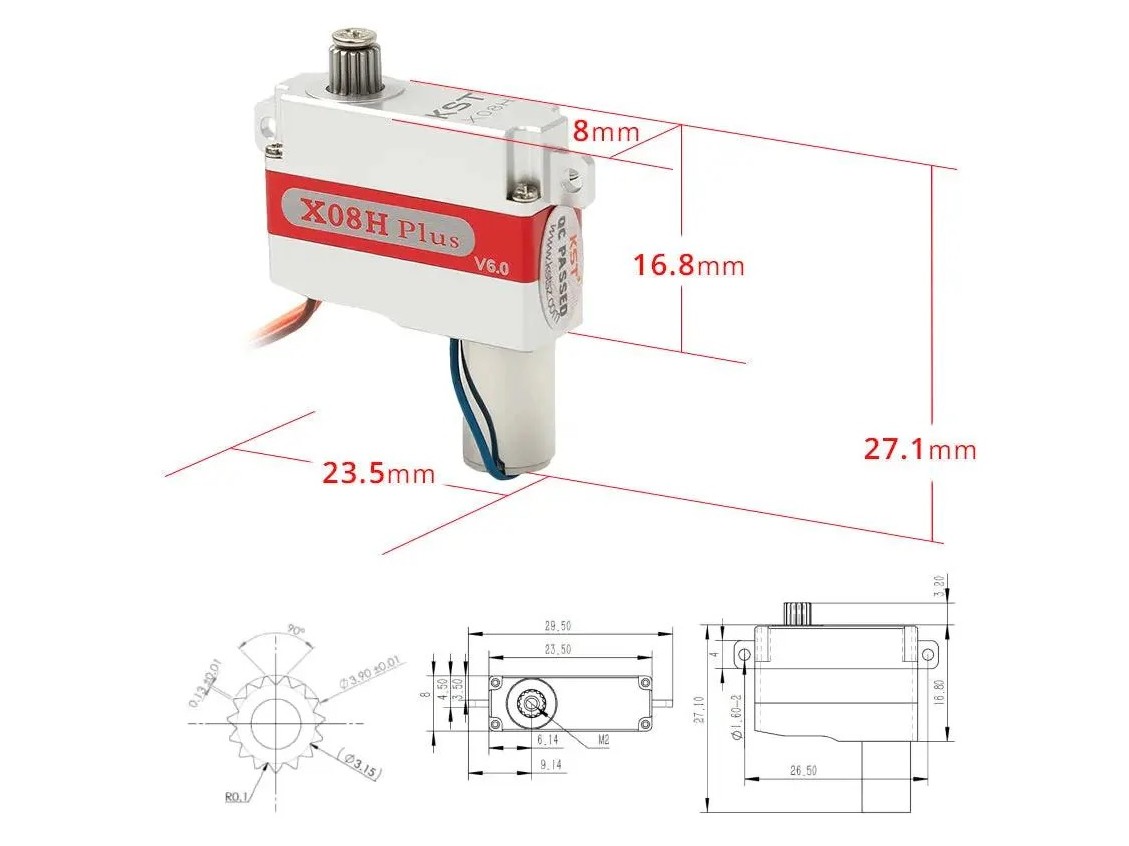 KST X08H Plus V6 MG HV Digital Servo 8mm 5.3kg/cm – Bild 5