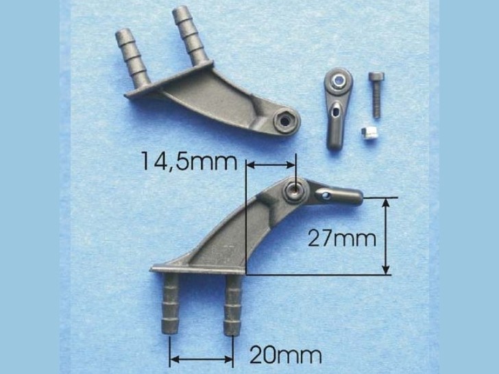 Gabriel CFK Gabelruderhebel 6/27mm mit Kugelgelenk M3