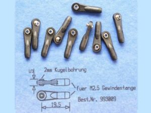 Gabriel Kugelgelenk für M2.5 Gewindestangen - 2mm Kugelbohrung
