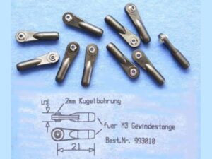 Gabriel Kugelgelenk für M3 Gewindestangen - 2mm Kugelbohrung