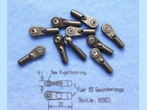 Gabriel Kugelgelenk für M3 Gewindestangen - 3mm Kugelbohrung