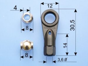 Gabriel Kugelgelenk mit 8mm Kugel - für M4 Gewindestangen - 2er Set