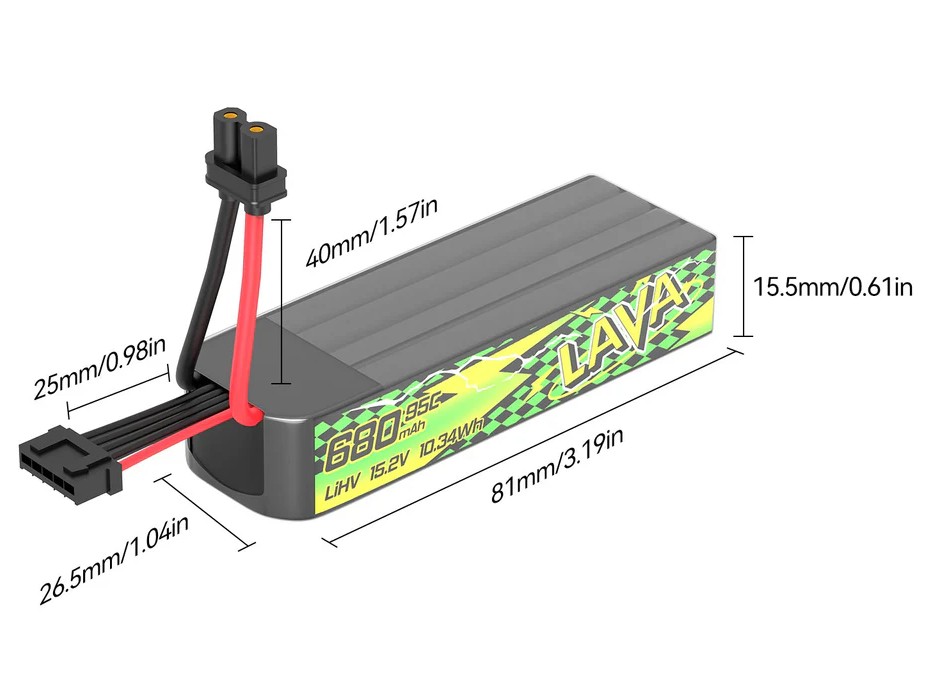 BetaFPV LAVA II LiPo Akku 4S 15.2V, 680mAh - 95C - XT30 - 2er-Set – Bild 2